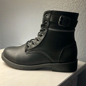 Black Ankle Boots with Buckle Detail